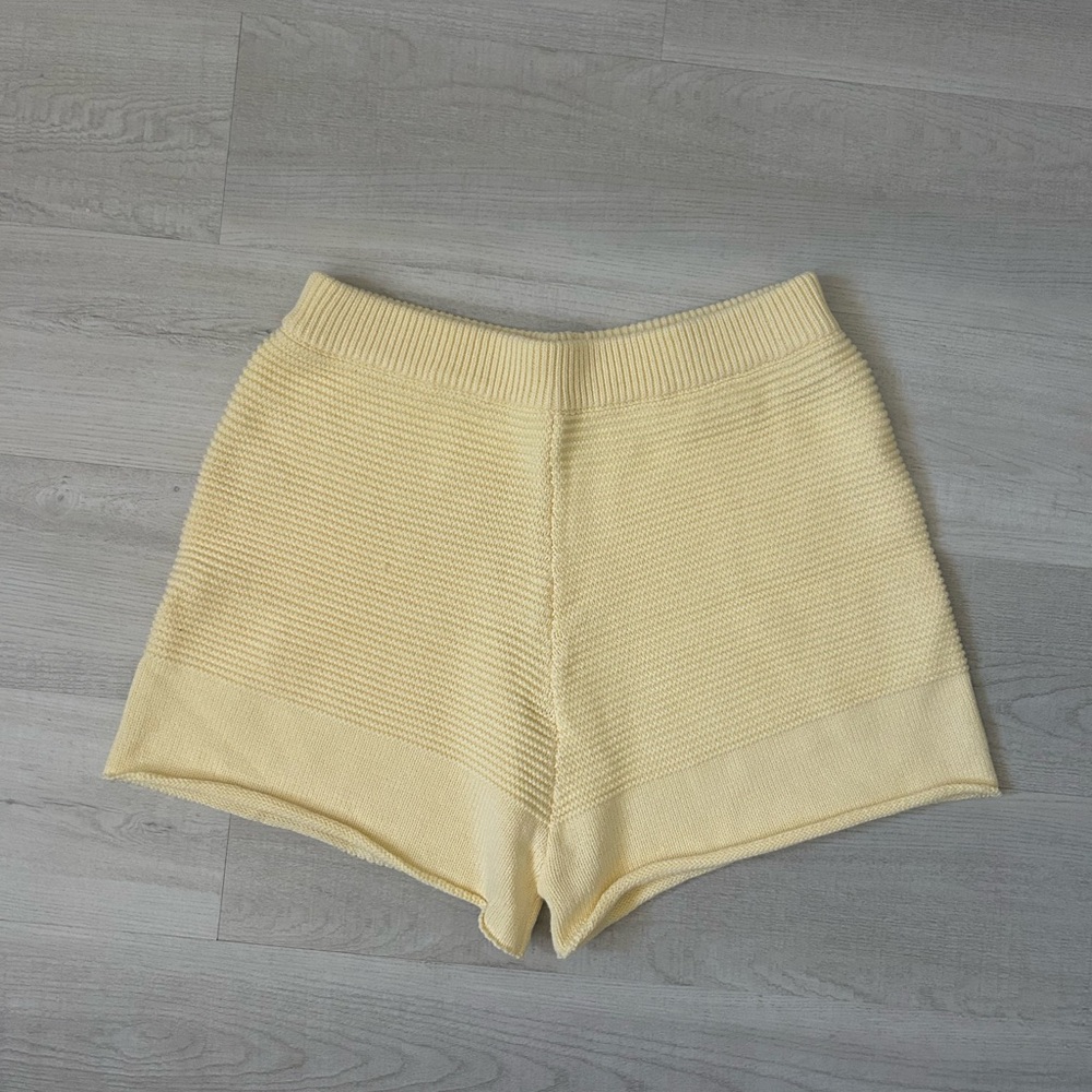 Princess Polly Yellow High Waist Knit Shorts